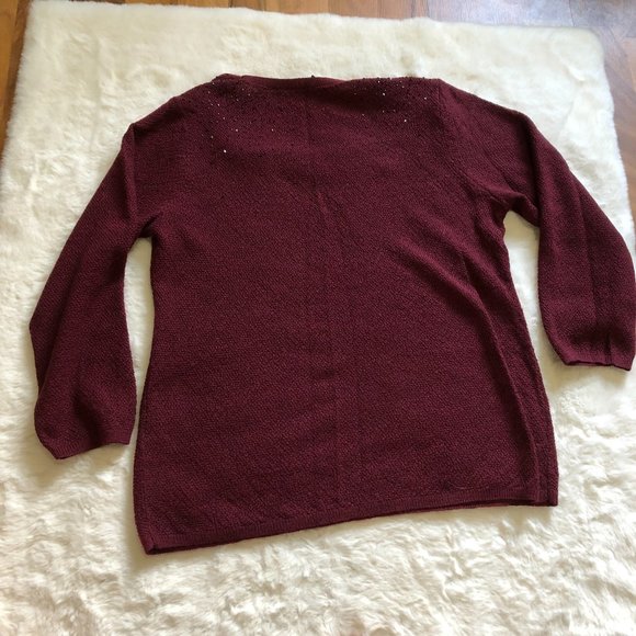 Eileen fisher merino wool gem embellished sweater size petite small - Picture 3 of 9